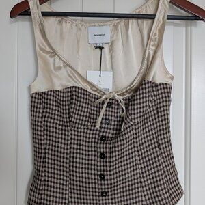 Reformation Beverly Top Tartine Check - Size 0